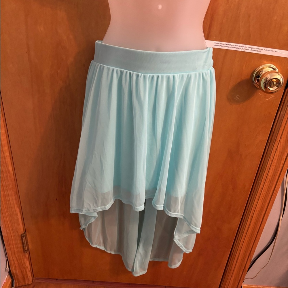 Light Blue High-Low Midi Skirt